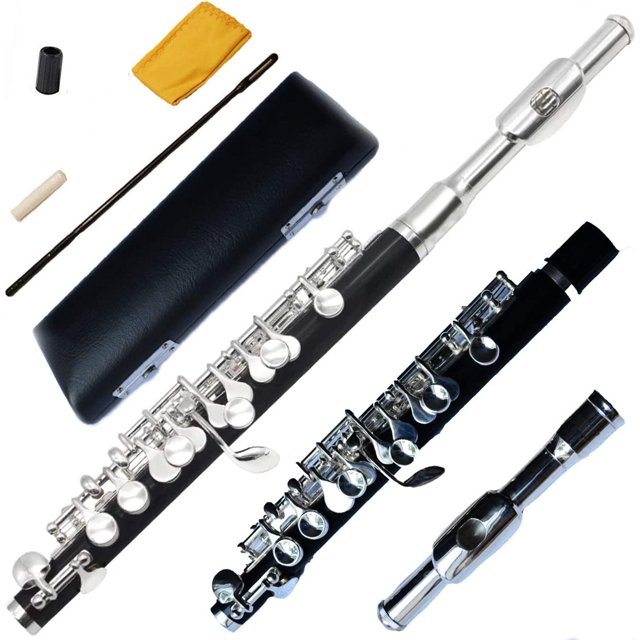 Funion Piccolo Set C Key Ebonite Body Cupronickel Head and Keys Silver Plated Keys With Case Cloth Grease Rod