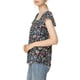 thumbnail image 4 of BLUSA FLORAL PARA MUJER INSPIRADA EN SAN VALENTÍN, CASUAL DE VERANO, CUELLO CUADRADO, MANGA CORTA CON VOLANTES, TALLA 3XL, AZUL MARINO, 4 of 7
