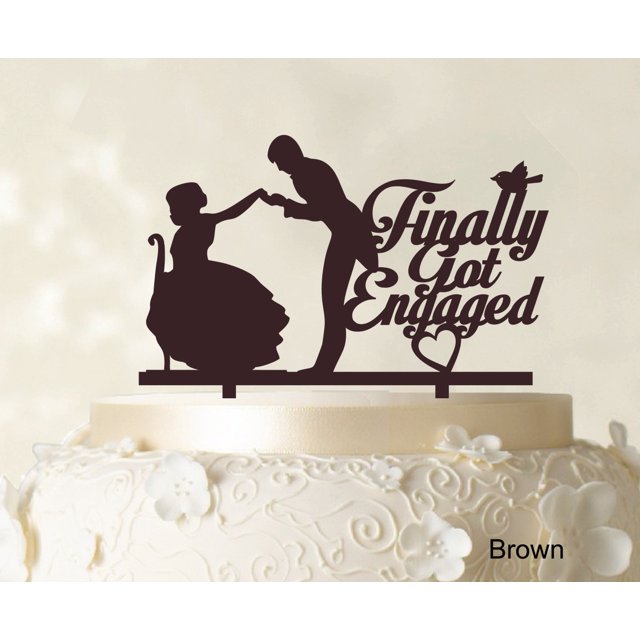Finally Got Engaged Couple Cake Topper Wedding Cake Topper Color Option Available 6-8 Inches Wide