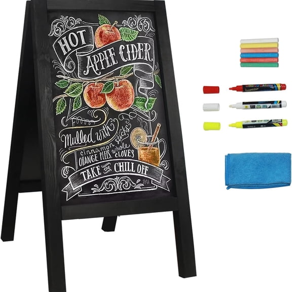 Chalkboard Sign 40x20'' Double-Sided Display Chalk Board Signs A Frame Chalkboards with Liquid & Solid Chalk for Cafeteria Street Party Restaurant