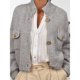 thumbnail image 4 of Suéteres Tipo Cárdigan Cortos para Mujer, de Punto Grueso, con Botones, Larga, Cuello Alto y Abertura Frontal, Chaquetas Holgadas. Gris S, 4 of 8