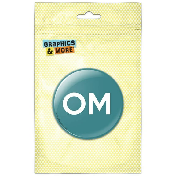 Om Yoga Meditation White on Teal Pinback Button Pin Badge