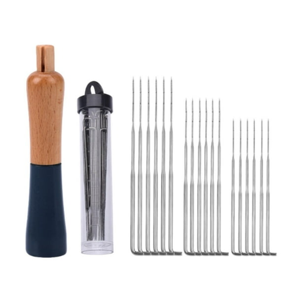 Juego de agujas para fieltrar, agujas de lana con botella de almacenamiento, fácil de usar, amplia aplicación Azul oscuro