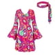 thumbnail image 2 of Vestido de discoteca de los años 70 para mujer, con diadema, escote en V, disfraz con estampado completo, vestido de fiesta de Halloween, carnaval, estilo hippie, años 60, 2 of 5