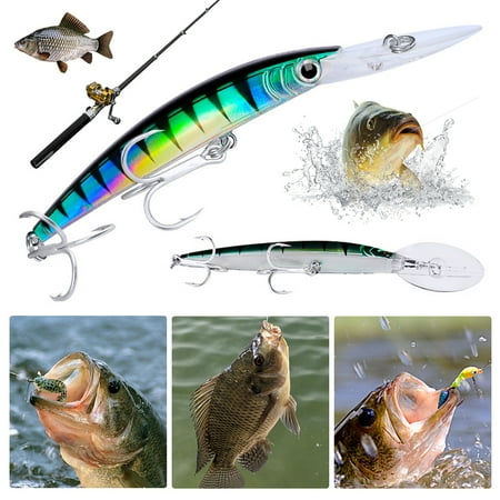 ShYlai 17cm 27g Fishing Lures 3D Eyes Minnow Plastic Hard Baits with Hooks Swimbait Fishing Accessory