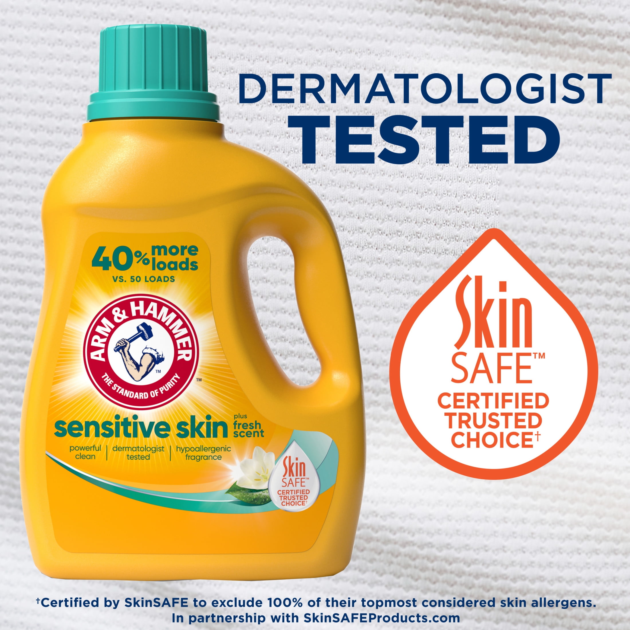 ARM & HAMMER Sensitive Skin Plus Fresh Scent Liquid Laundry Detergent 170 fl oz, 170 Loads
