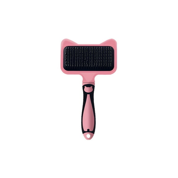 ACDANC Cat Brush for Shedding,Button Design Dog Brush,Curved Teeth Cat Brush for Shedding,Pink