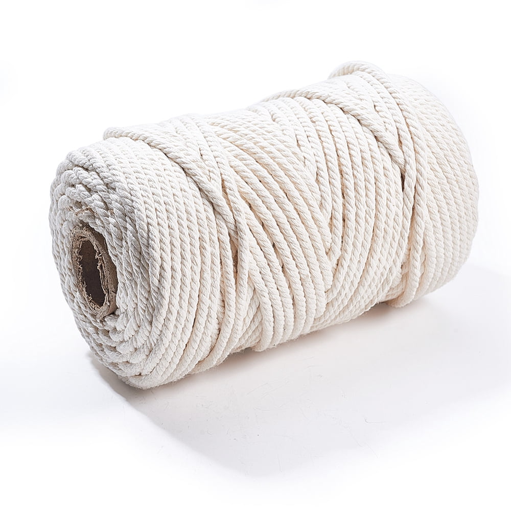 Macrame Cotton Cord Twisted Cotton Rope for Wall Hanging Plant Hangers Crafts and Wedding Decorations Creamy White 5mm 100m/roll