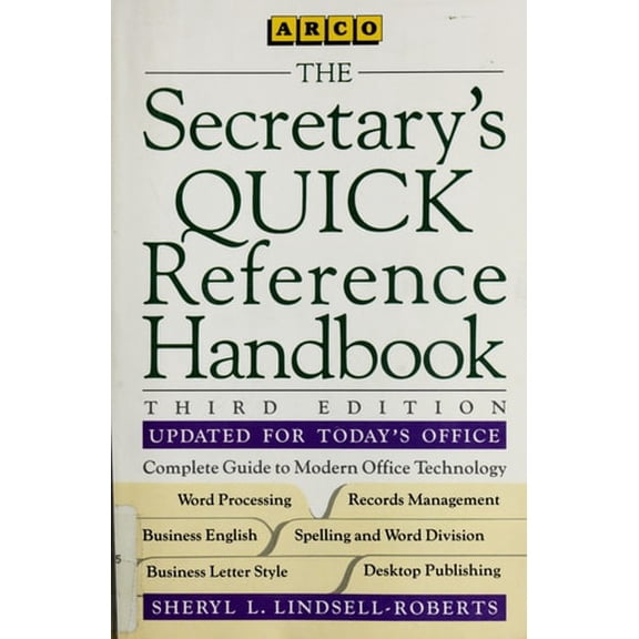 Pre-Owned The Secretary's Quick Reference Handbook (Paperback) 013799396X 9780137993963