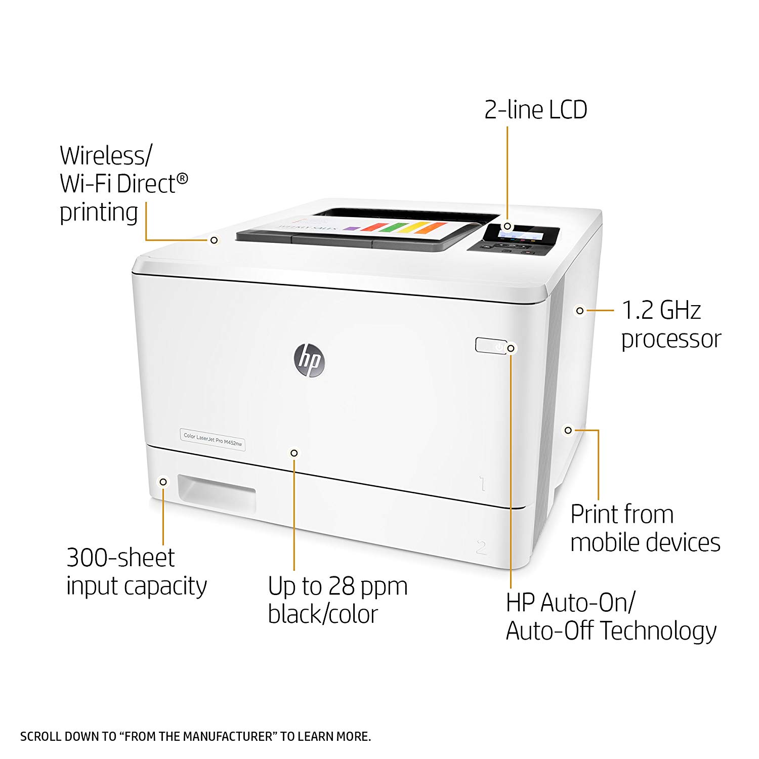 HP Laserjet Pro M452nw Wireless Color Laser Printer with Built-in Ethernet (CF388A) - image 2 of 5