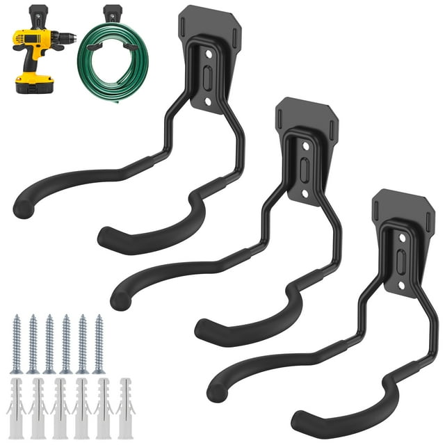 NUAHRHY 6pcs Garage Power Tool Hook Set Wall Mounted Power Tool Hanger Heavy Duty Garden Tool Organizer Rack String Trimmer Storage Hanger Support 55lbs Max Utility Hooks for Power Tool