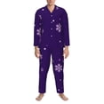 thumbnail image 3 of Naloa Crystal Purple Snowflake Men’s Pajamas Set - Long Sleeve Button Down Sleep Shirt and Pajama Bottoms Sleepwear Set-X-Large, 3 of 7