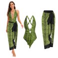 thumbnail image 3 of Lopeceal Women's V Neck Print One Piece Swimsuit Summer Beachwear with Sarongs for Beach Tropical Vacations, 3 of 8