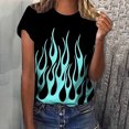 thumbnail image 2 of Blusa de manga corta con cuello redondo y estampado de llamas para mujer Pompotops hkajfhjk460454, 2 of 9