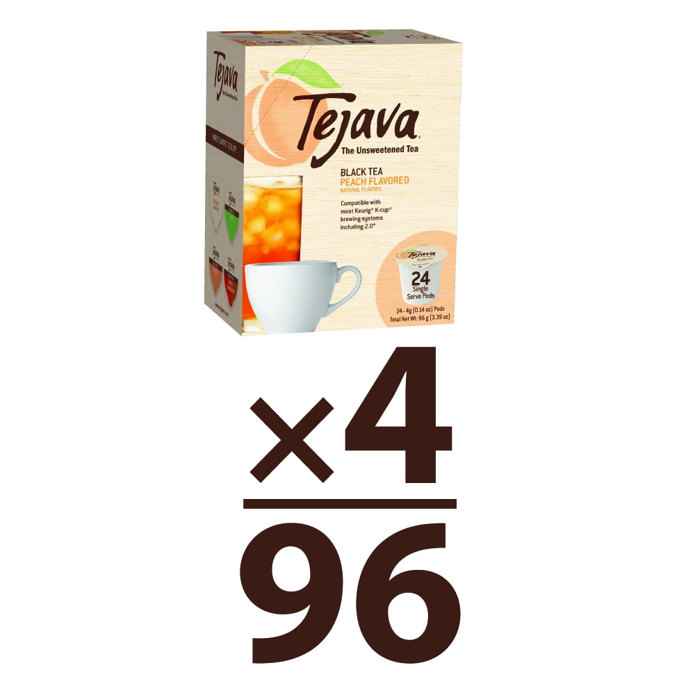Tejava Unsweetened Peach Black Tea K Cups | 4 Cases | 96