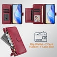 thumbnail image 2 of Filp Case for Nokia C12 Zipper Pocket Magnetic Flip Wallet Phone Case with 7 Card Slots and Wrist Strap, 2 of 5