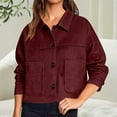 thumbnail image 4 of Delayuji Faux Suede Jacket For Women Lapel Casual Button Down Cropped Jacket Long Sleeve Outerwear Coats Work Clothes, 4 of 6