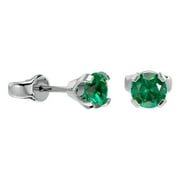 SuperJeweler 1/2 Carat Emerald Stud Earrings for Women in 14 Karat White Gold Filled, Elegant Emerald Earrings for Women, Classic Stud Earrings
