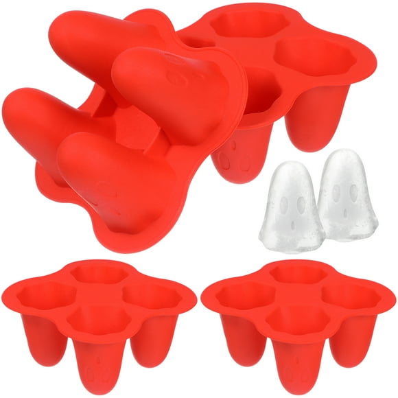 4 unids Halloween Ghost Molde de hielo Silicona Fabricante de hielo Moldes Moldes de hielo Hogar Fabricación de moldes