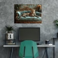 thumbnail image 4 of Mudket Leopard on Teal Floral Vintage Carved Sofa Canvas Wall Art, French Country Wall Pictures for Living Room Print for Apartment Home Decor , Framed Ready to Hang - 12"L x 8"W, 4 of 9