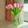 thumbnail image 4 of SMKE 10-Pack Artificial Tulip Stems 13.8",Realistic Latex Light Pink,Faux Bouquet Lifelike PU,No Wilt Table Decor,Kitchen Office Centerpiece, 4 of 6
