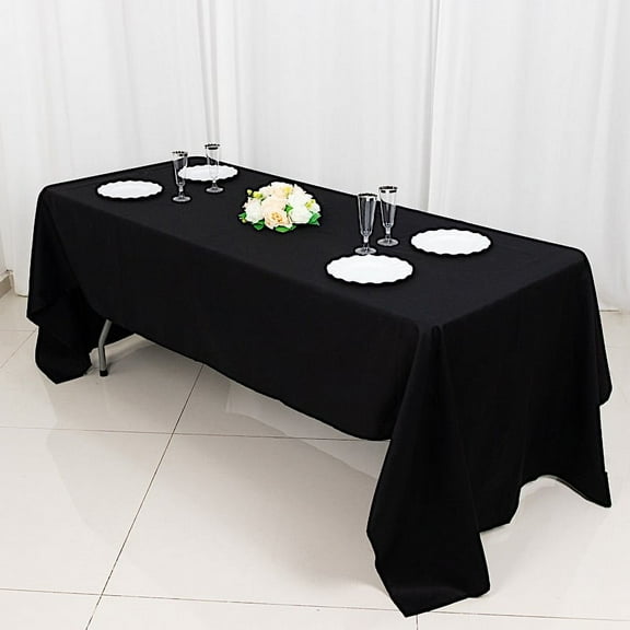 Balsa Circle 60" x 126" Black Rectangular Cotton Tablecloth Party Wedding Reception Catering