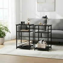 End Tables Set of 2 for Living Room - 3-Tier Side Table - Industrial Style