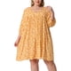 thumbnail image 1 of Vestido de Verano de Talla Grande para Mujeres, Vestido Midi Flowy con Escote en V y Cordón 1X Naranja, 1 of 6