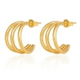thumbnail image 1 of Pendientes de aro triple para mujer, pendientes de aro triple abiertos divididos en oro, joyería hipoalergénica para mujer, 1 of 5
