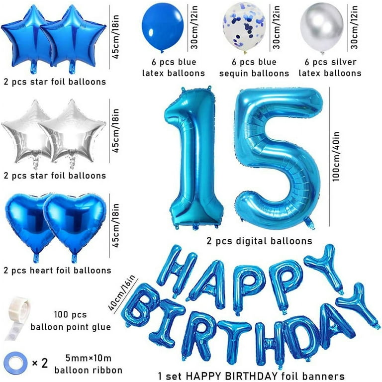 Happy Birthday Rubber Balloon Blue 2