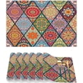 thumbnail image 4 of Placemats Set of 4 Heat-Resistant Rectangle Place Mats Bohemian Mexico Boho Washable Plastic PVC Dining Table Mat Non-Slip Wipeable Woven Vinyl Placemat for Kitchen Patio Table Decor, 4 of 8