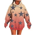thumbnail image 2 of Women Sweatshirt Long Sleeve Hooded Gradient Star Printed Casual Blouse Sweatshirts Beige S,Blouse for Women, 2 of 5