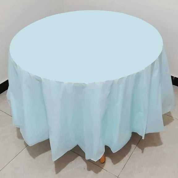Table Cloth Polyester Antependium Round Table Set Light Blue Circle 213Cm