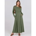 thumbnail image 3 of Luniro Women Fall Maxi Dresses Long Sleeve A-Line Flowy Fit & Flare 2025 Buttons Dress with Pockets, 3 of 9