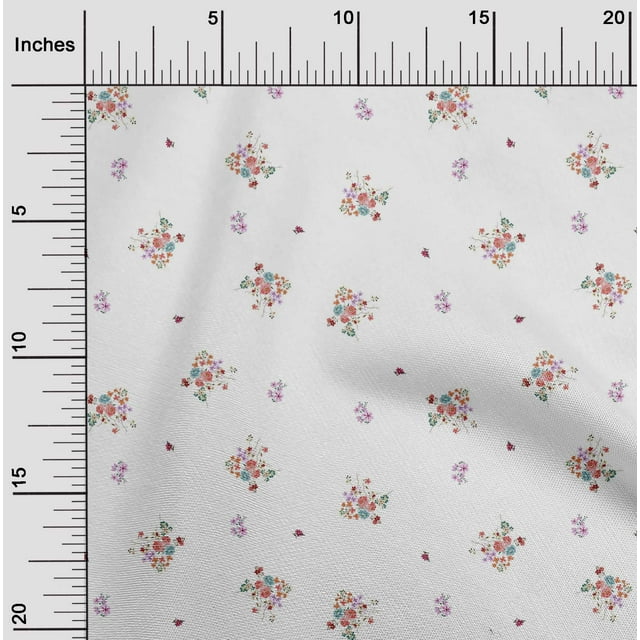 oneOone Polyester Lycra Fabric Leaves & Flower Floral Fabric Prints by Yard 56 Inch Wide
