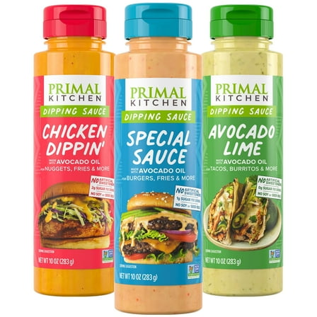 Primal Kitchen Dipping Sauce 3 Pack: Chicken Dippin', Avocado Lime, and Special Sauce