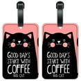 thumbnail image 1 of Good Day starts with Coffee and Cats - Luggage ID Tags / Suitcase Identification Cards - Set of 2, 1 of 5