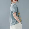thumbnail image 3 of Camisas de Manga Corta para las Mujeres Blusas de Cuello Redondo con Botones Casuales, Camisa de Verano de Moda para Diarios Y Fiestas, 3 of 6