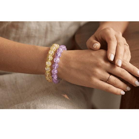 Crystal Beaded Bracelet Set for Women Stretch Elastic Round Beads Wrist Jewelry Lightweight Stylish Accessories for Daily Wear