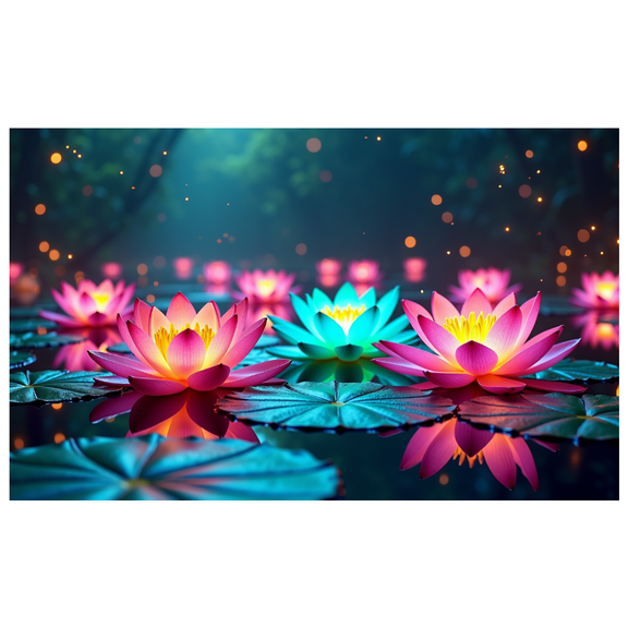 Enchanting Pink Lotus Backdrop Banner with Fireflies Background Party Decoration Photography Props Event Decorations Celebration Decor Backdrop Party Supplies