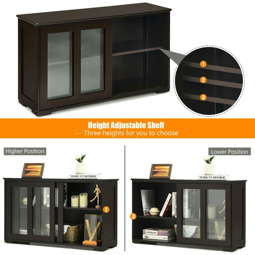 Finihen Kitchen Storage Cabinet, Buffet Sideboard, Sideboard Buffet Cupboard Storage Cabinet with Sliding Door, for Dining Room, Kitchen, Living Room, Brown Finihen Kitchen Storage Cabinet, Buffet Sideboard, Sideboard Buffet Cupboard Storage Cabinet with Sliding Door, for Dining Room, Kitchen, Living Room, Brown