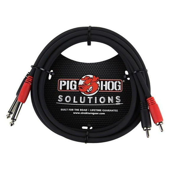 Pig Hog  3 ft. Dual RCA Male to Dual 0.25 in. Mono Male Dual Cable