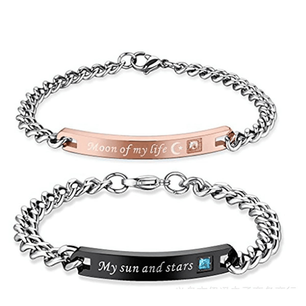 SXNK7 Gift for Lover His Queen Her King Stainless Steel Couple Bracelets  for Women Men Jewelry Matching Set