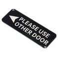 thumbnail image 1 of Uxcell Por favor, use la otra puerta señal de flecha izquierda 9"x3" etiqueta autoadhesiva placas de pared negra, 1 of 7