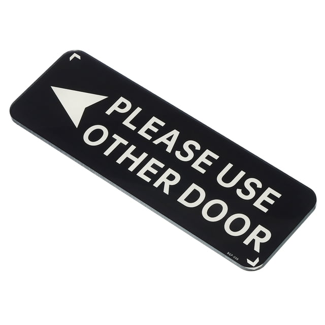 Uxcell Por favor, use la otra puerta señal de flecha izquierda 9"x3" etiqueta autoadhesiva placas de pared negra