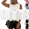 thumbnail image 3 of Vivianyo HD Women's Fringe Hem Hollow Knit Sleeveless Tank Top, Boho Crochet Casual Crop Vest Top, Women's Pink, Sizes S-2XL, 3 of 8