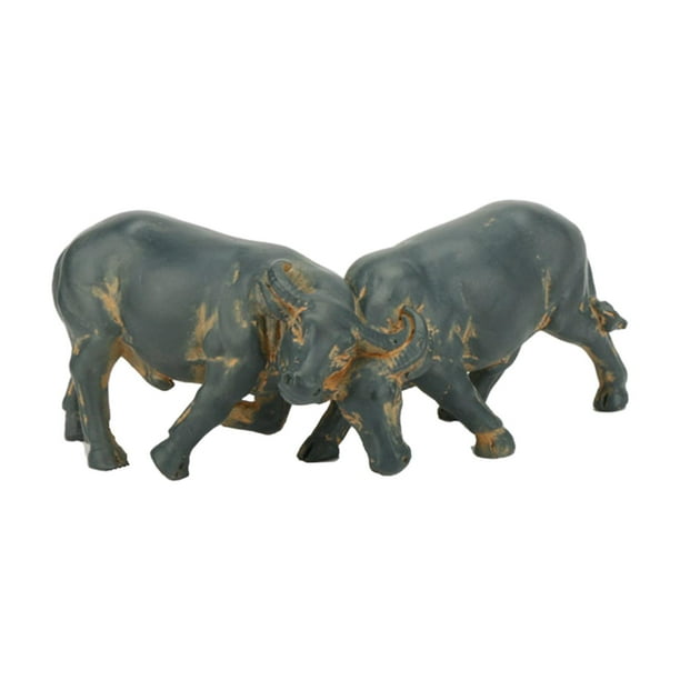 Estatua de búfalo artesanal, figura decorativa en miniatura de búfalo, adorno de rocalla. corrida