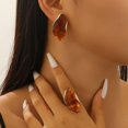thumbnail image 5 of Organic Shaped Earrings and Necklace Set, Fluid Inspired Zinc Alloy Jewelry for Women, Contemporary Gift Set for Birthday, 5 of 9