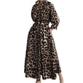 thumbnail image 4 of Sakmal Long Sleeve Womens Dresses Spring Long Shirt Dress Casual Leopard Print Brown Dresses S-5XL, 4 of 5