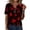 Deep Red, variant on Women's Halloween Shirt Gothic Print Tops Henley V Neck Short Sleeve Casual fall Tee